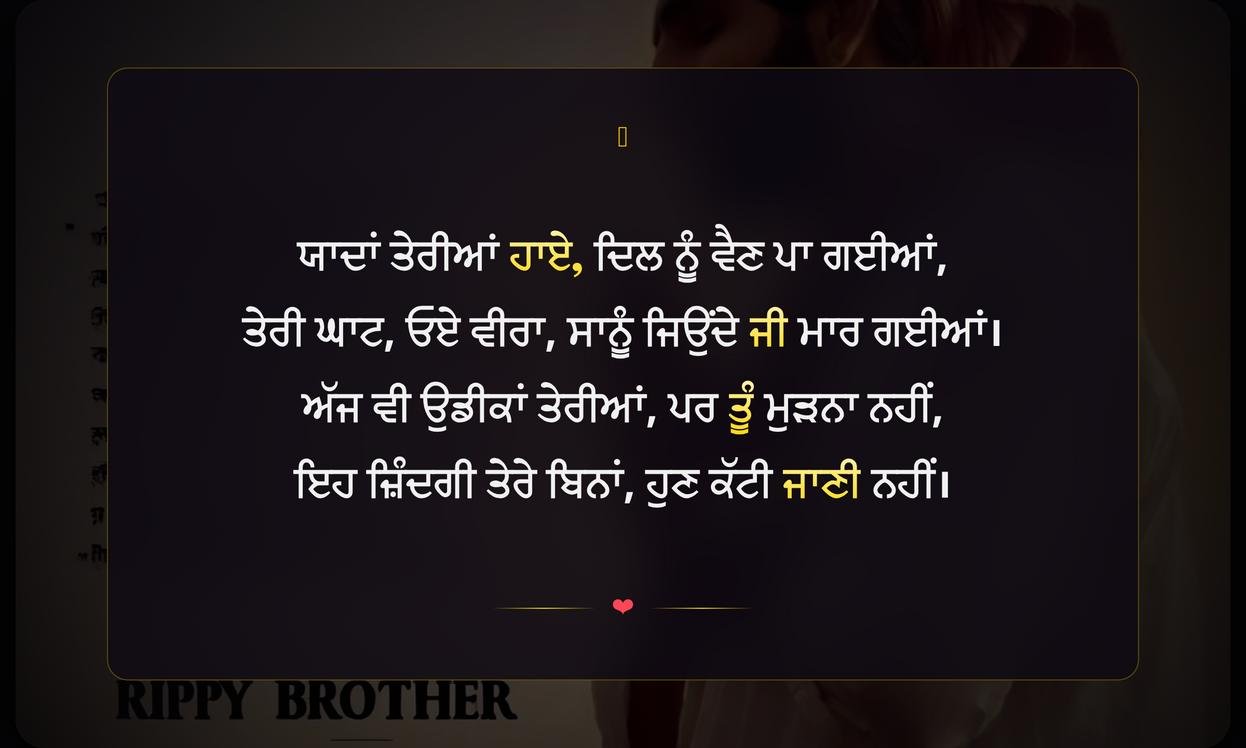 Rip Brother Quotes In Punjabi | ਭਰਾ ਦੇ ਵਿਛੋੜੇ 'ਤੇ ਸੋਚ
